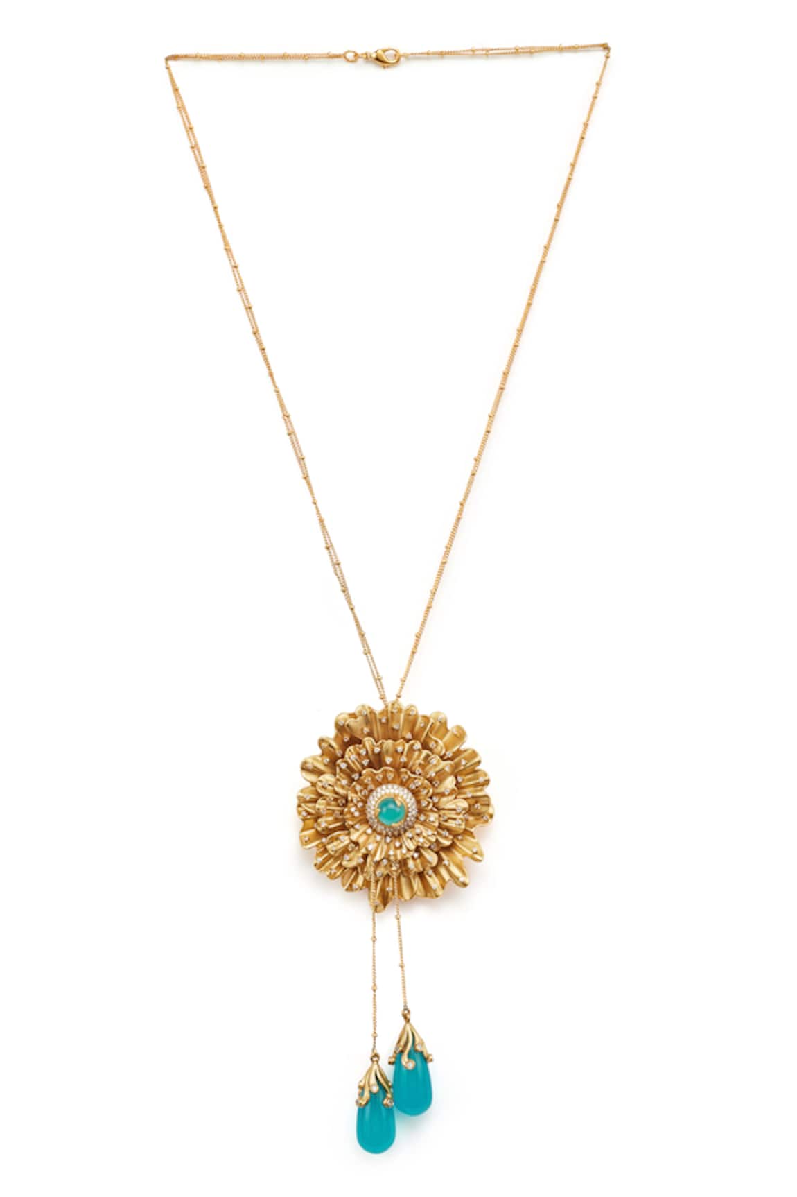 Aulerth X JJ Valaya Odeta Floral Carved Pendant Necklace