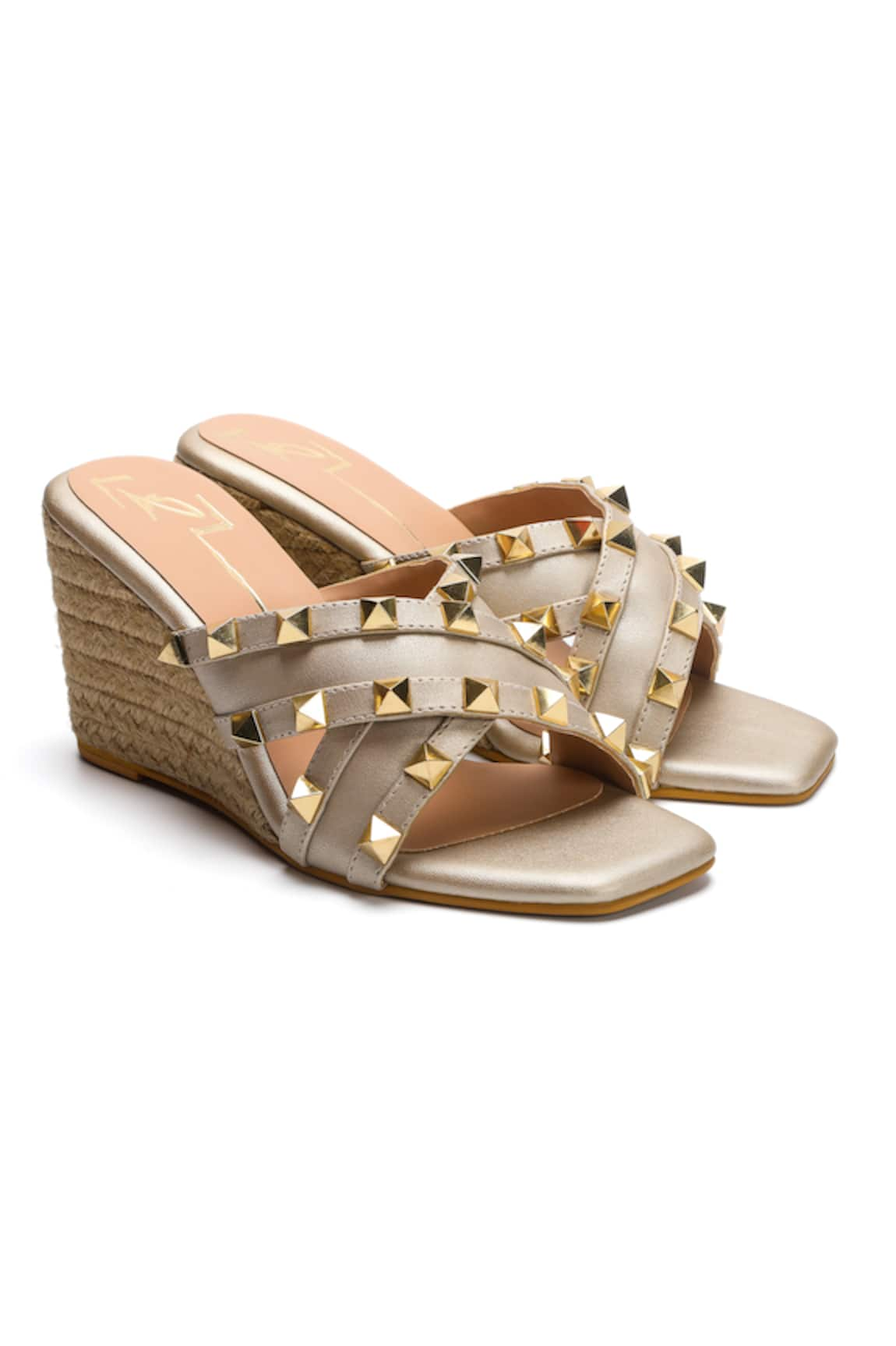 Nidhi Bhandari Criss Cross Stud Embellished Wedges