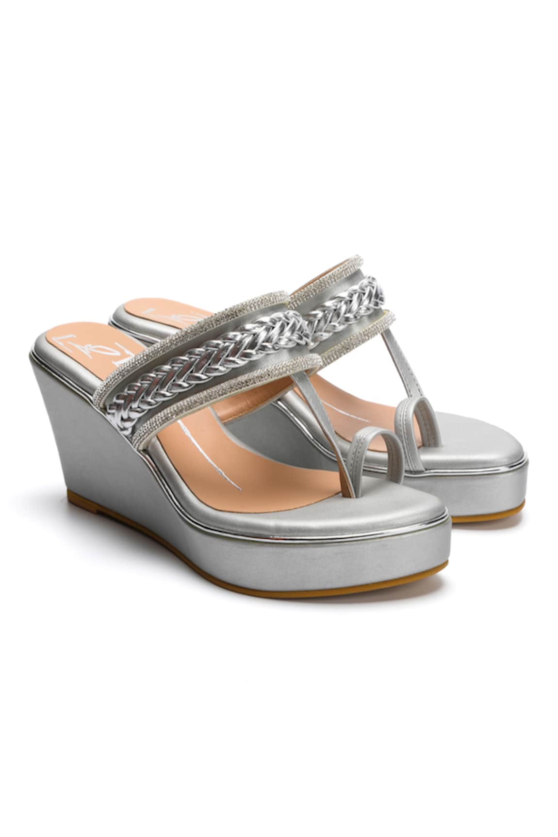 Nidhi Bhandari Braided Pattern Swarovski Embellished Kolhapuri Wedges