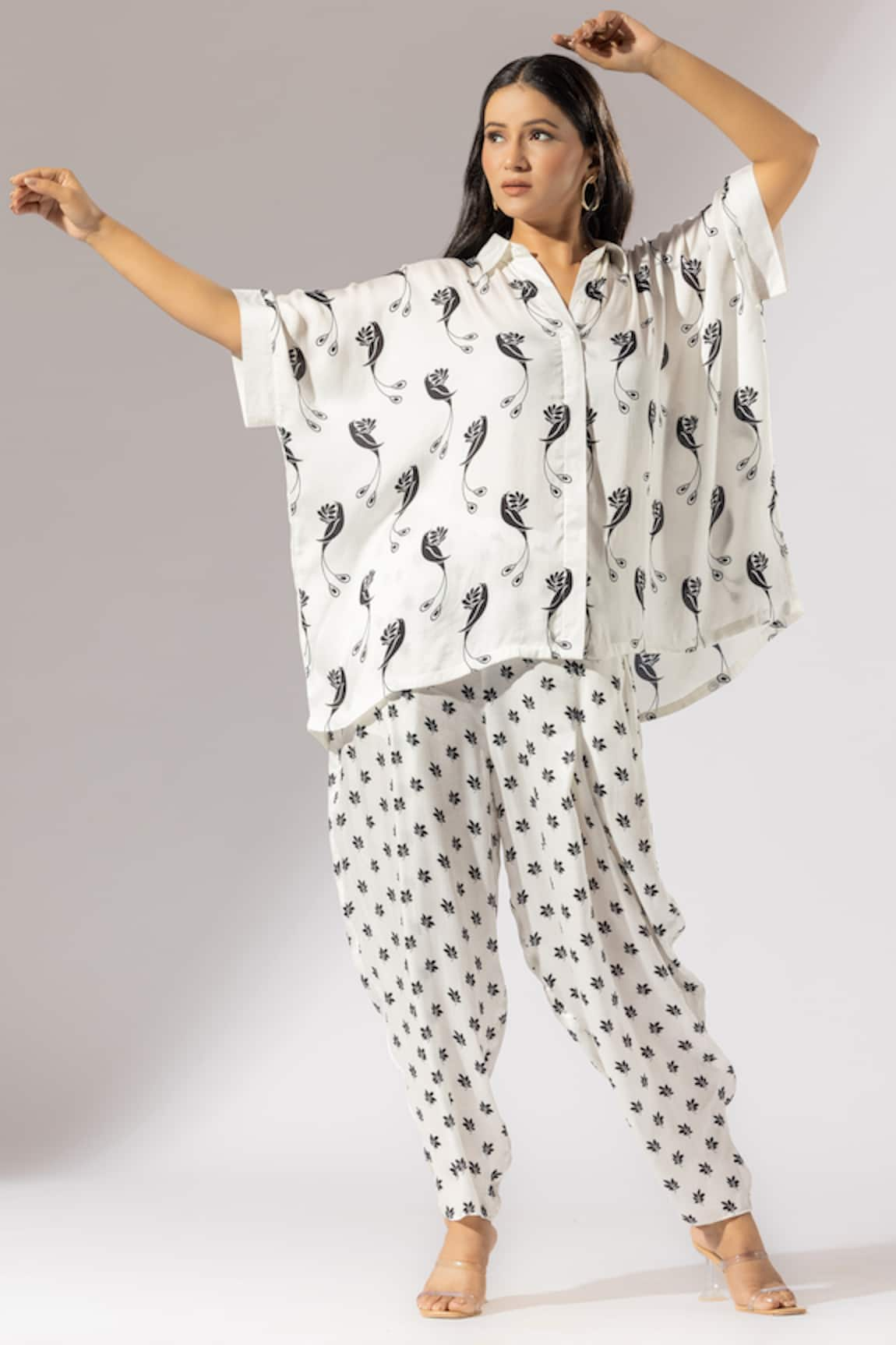 Thee Modern Roots Bird Paradise Print Boxy Shirt With Salwar Pant