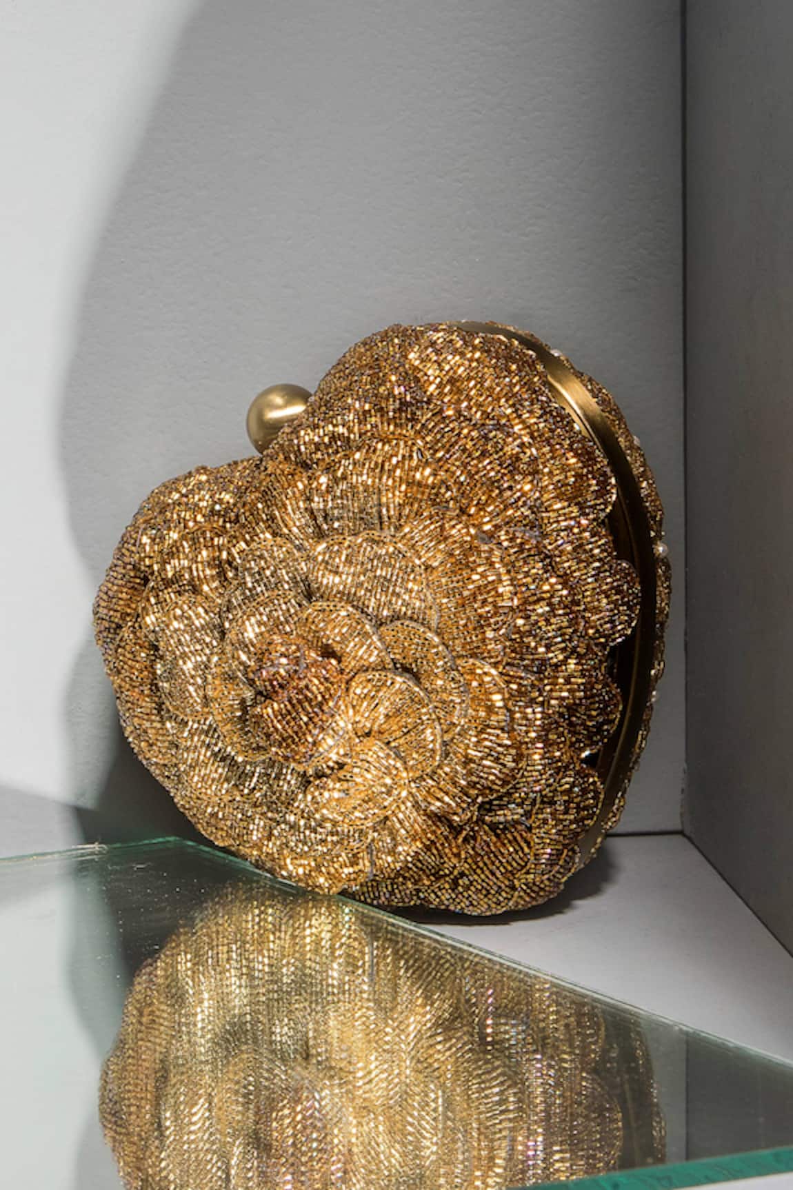 Doux Amour Heart-Shaped Embroidered Clutch