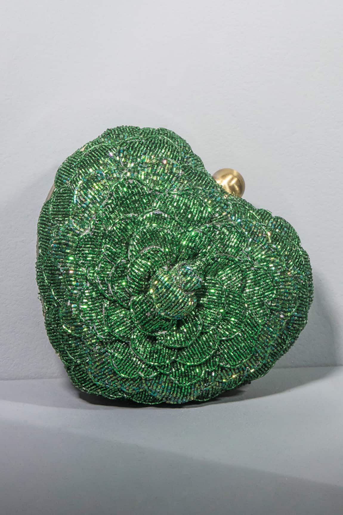 Doux Amour Heart-Shaped Embroidered Clutch