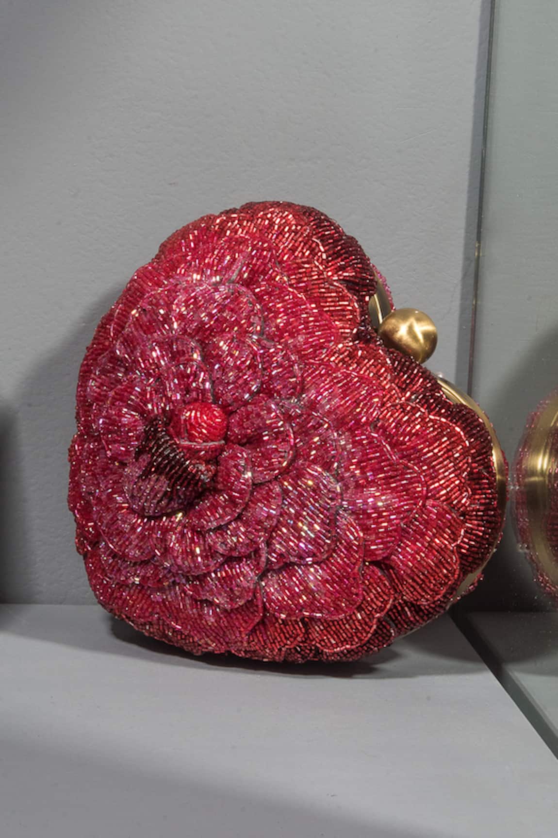 Doux Amour Heart-Shaped Embroidered Clutch 