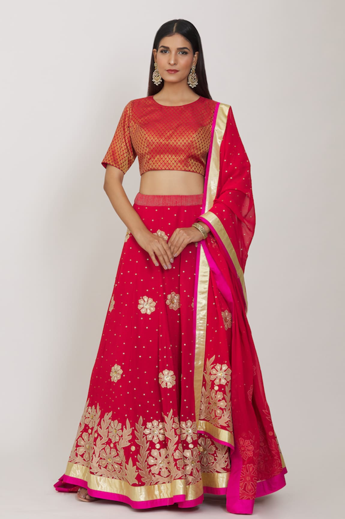 Rohini Bedi Floral Applique Work Lehenga Set