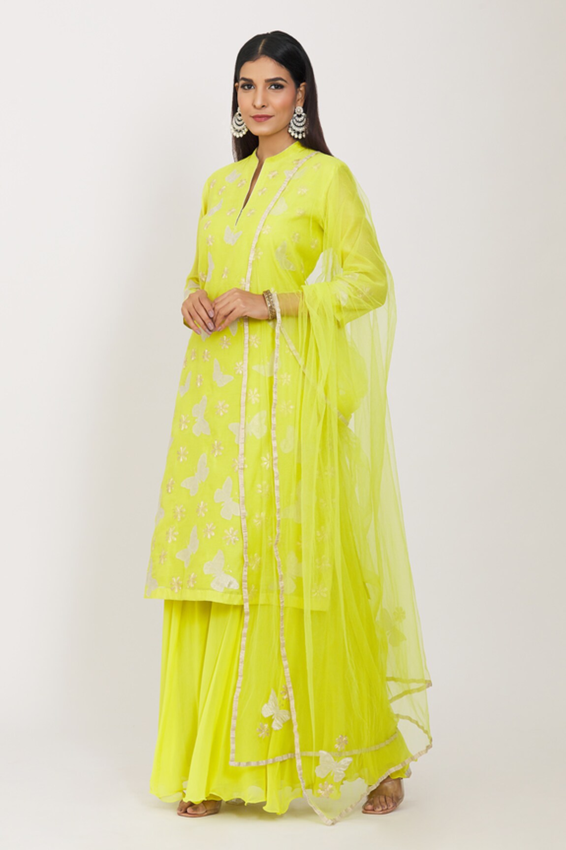 Rohini Bedi Applique Embroidered Kurta Sharara Set