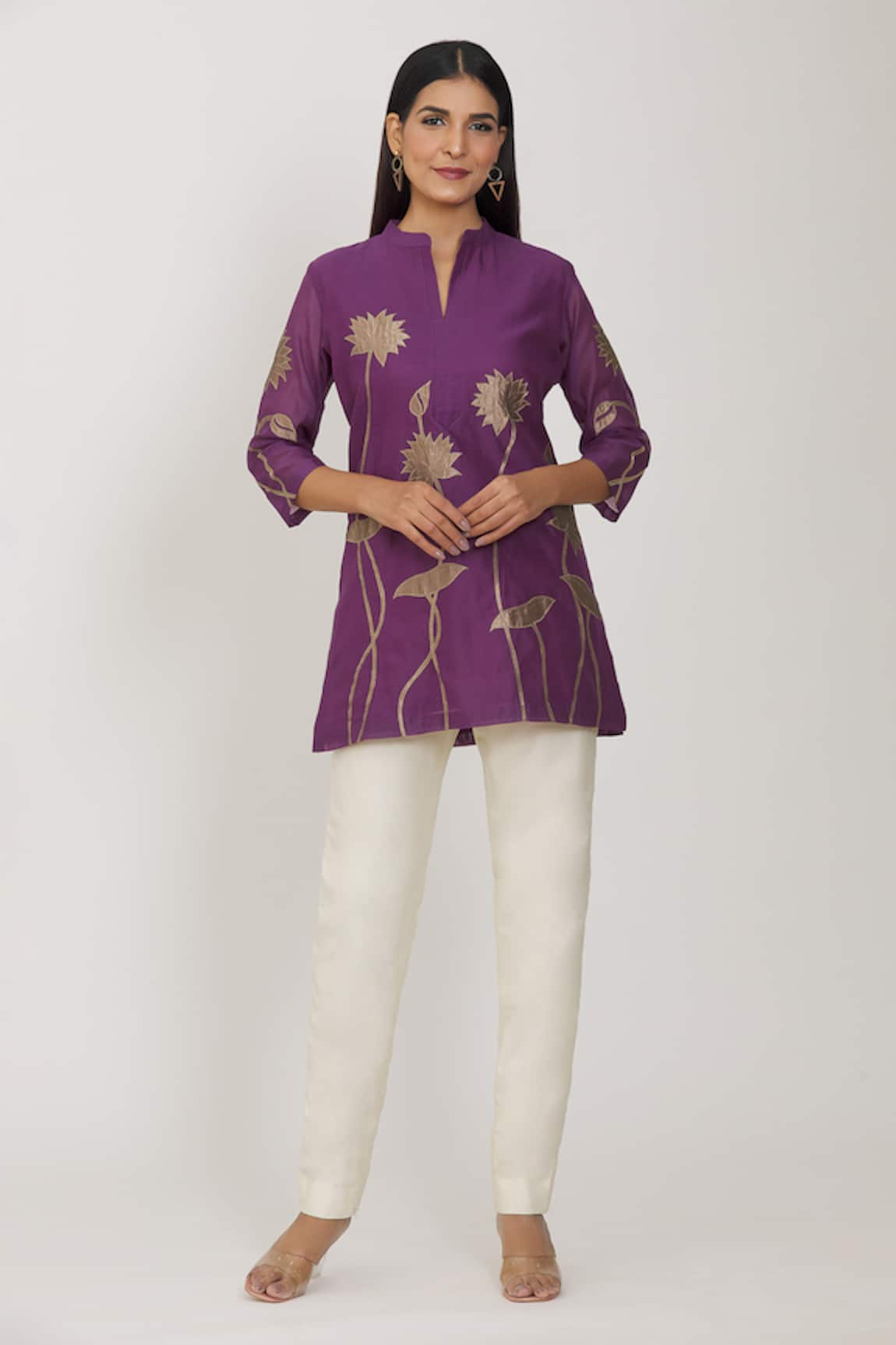 Rohini Bedi Chanderi Floral Applique Work Tunic