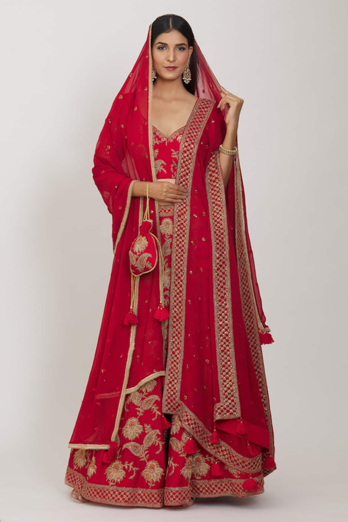 Rohini Bedi Raw Silk Embroidered Bridal Lehenga Set