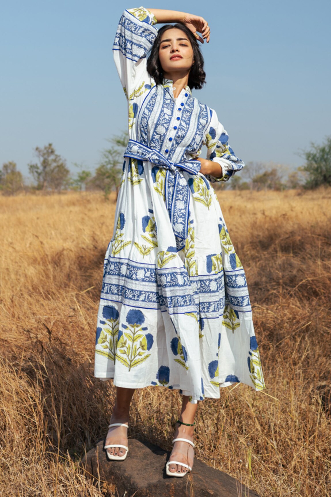 Marche Udaipur Hand Block Print Cotton Dress