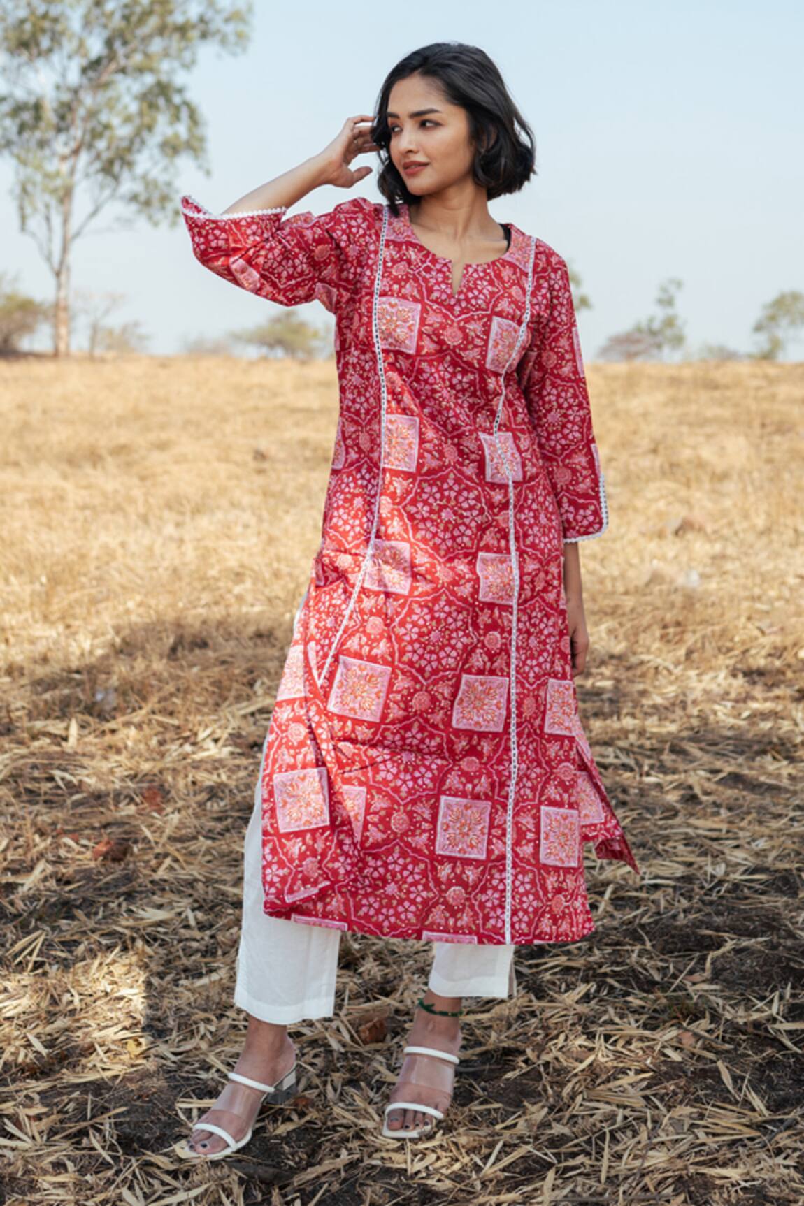 Marche Bikaner Hand Block Print Cotton Kurta & Pant Set