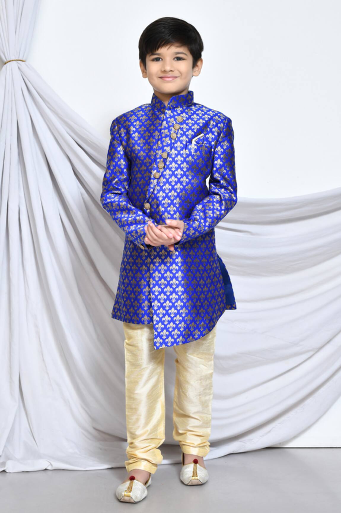 Samyukta Singhania Jacquard Asymmetric Sherwani & Churidar Set 