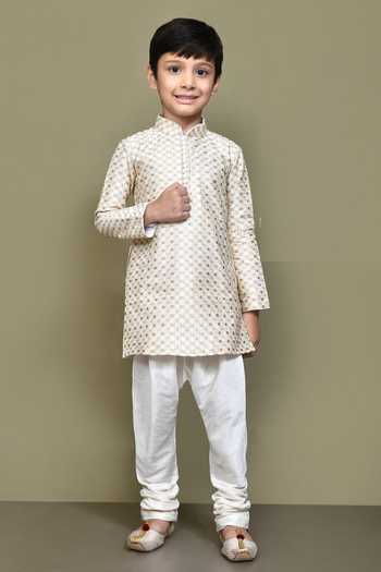 Petite Pomme Geometric Pattern Kurta With Churidar 