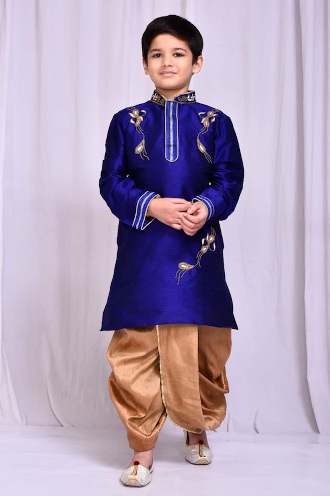 Petite Pomme Placement Embroidered Kurta With Dhoti Pant 