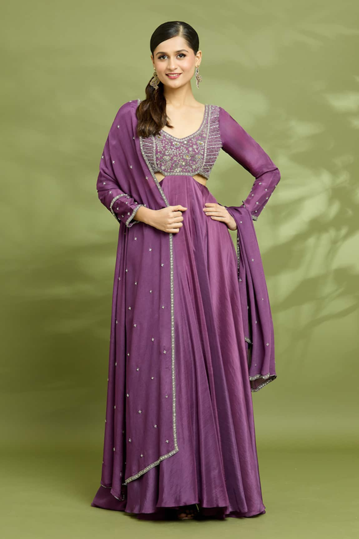 Enamour By Radha Yoke Aari Embroidered Anarkali With Dupatta