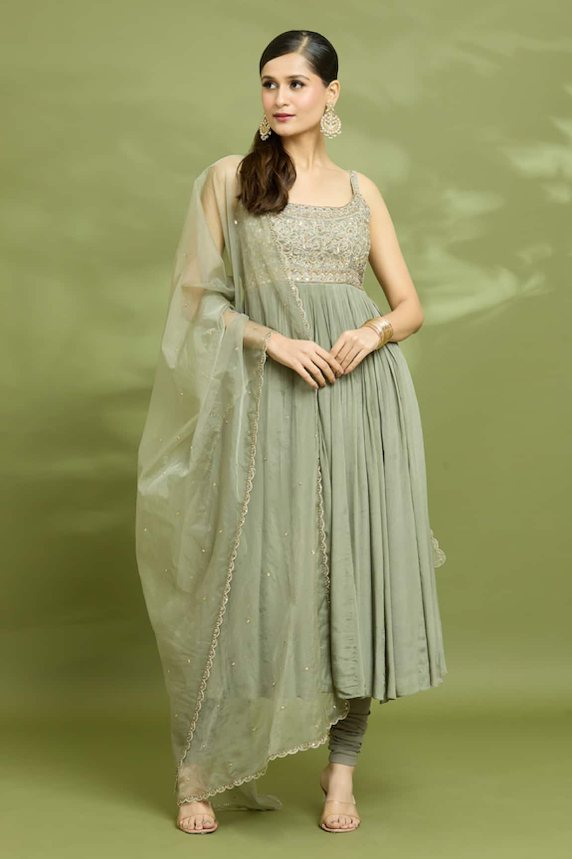 Enamour By Radha Yoke Zari Embroidered Anarkali Churidar Set