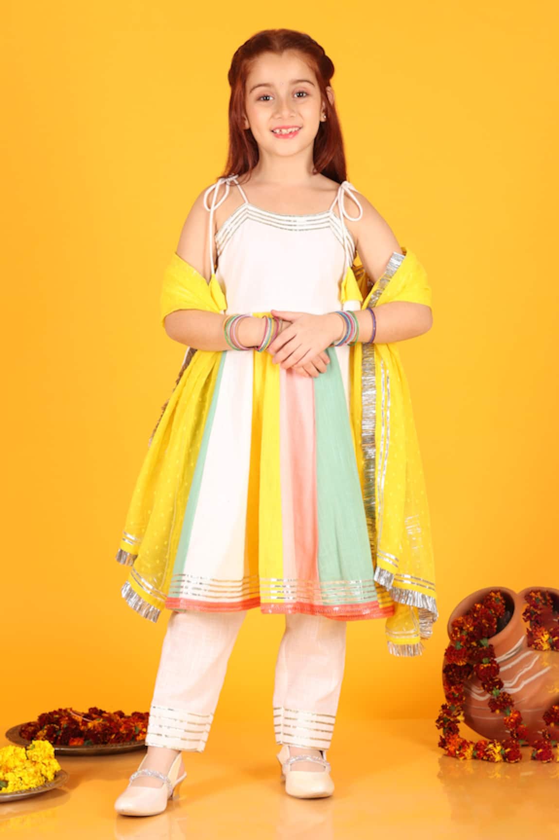 JILMIL DREAMWEAR Cotton Colorblock Embellished Anarkali Set