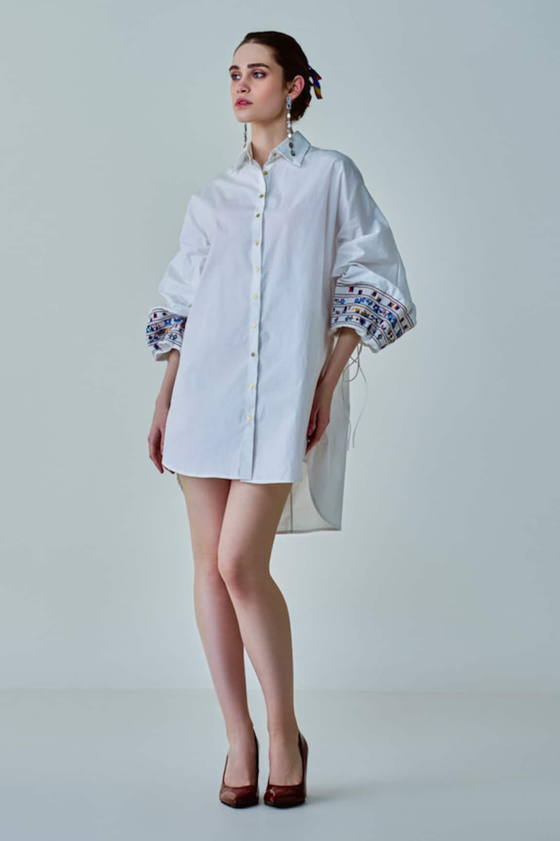 Saaksha & Kinni Elsa Sleeve Embroidered Oversized Shirt