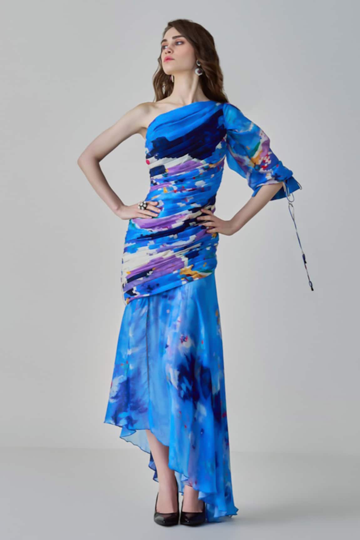 Saaksha & Kinni Alison Ikat Print One-Shoulder Asymmetric Dress