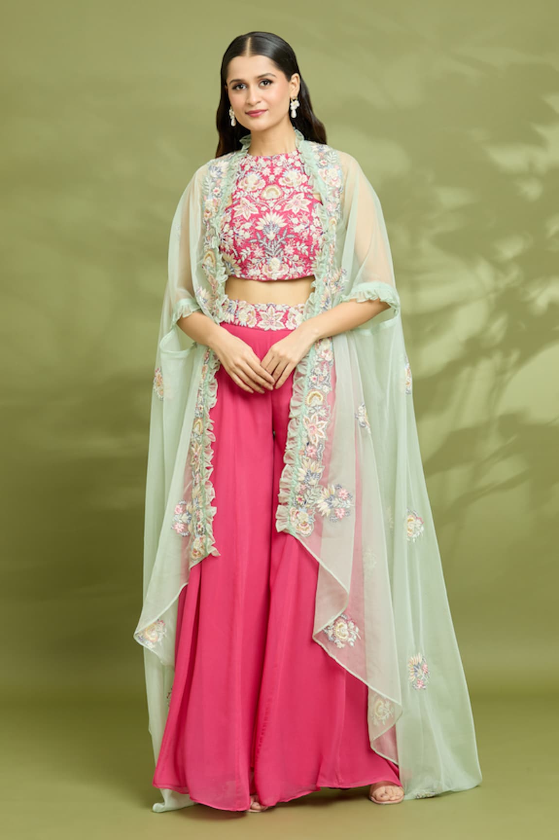 Vyasa by Urvi Hand Embroidered Cape Sharara Set