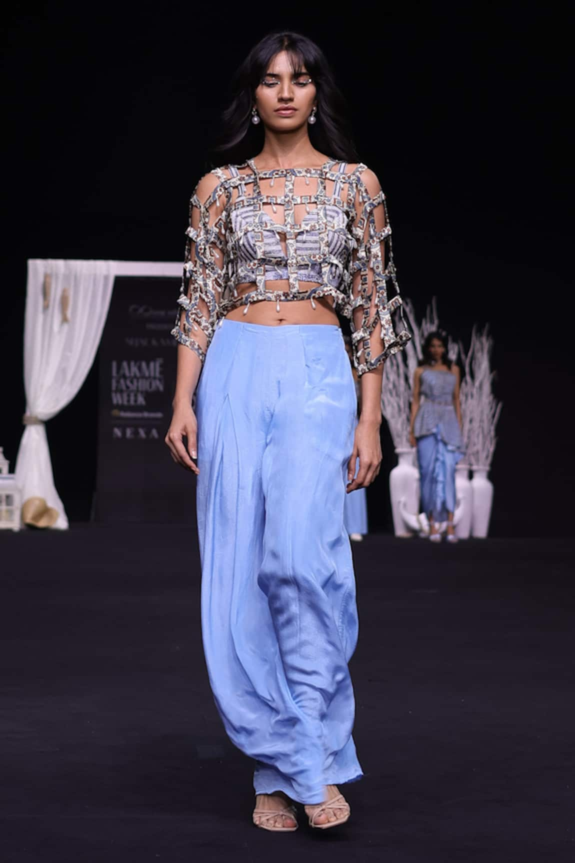 Sejal Kamdar Cutwork Top & Flared Pant Set