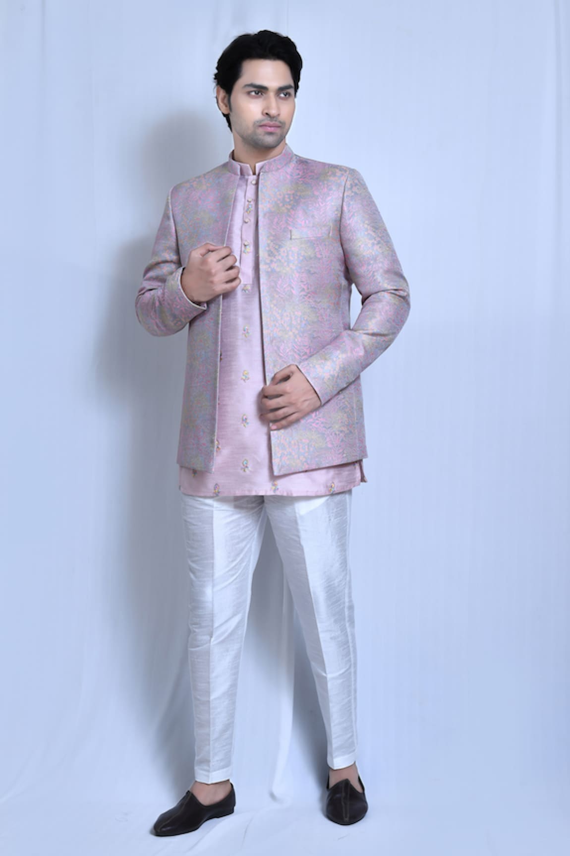 Aryavir Malhotra Floral Woven Prince Coat & Shirt Kurta Set