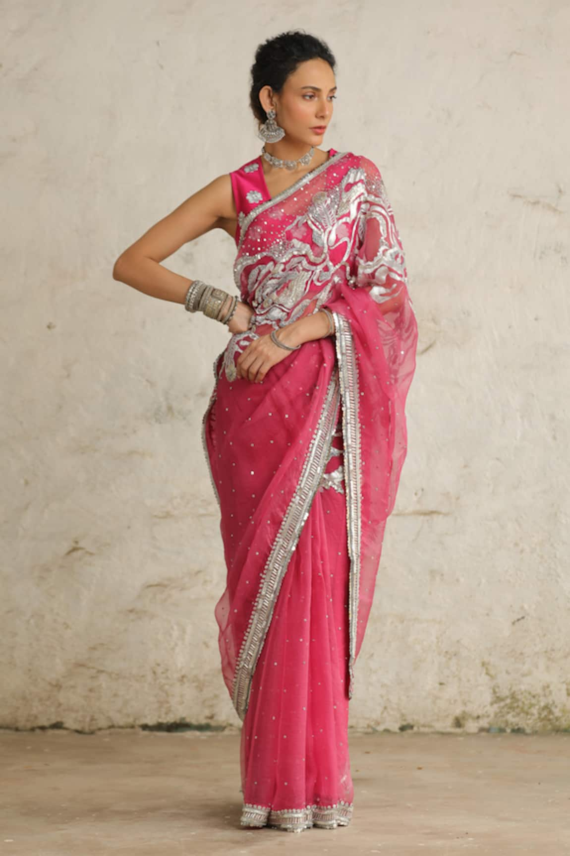 SAKSHAM & NEHARICKA Cosmos Hand Embroidered Saree With Blouse