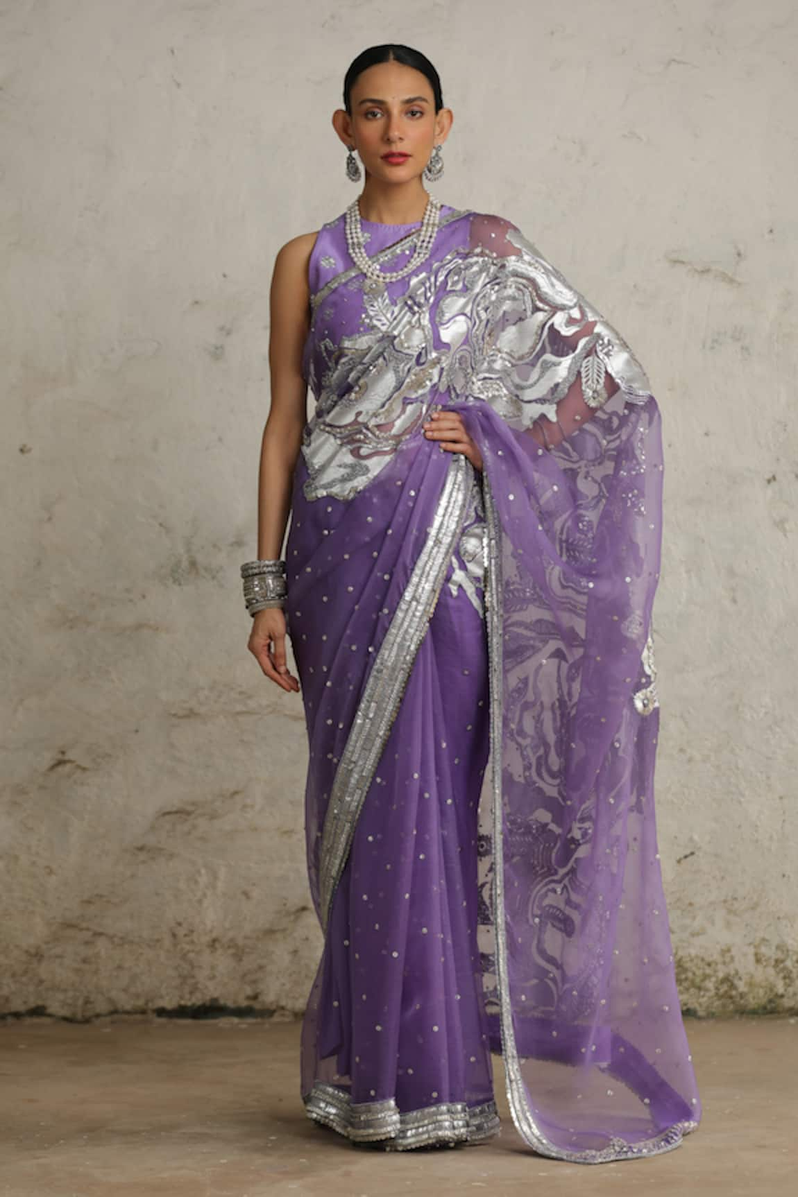 Saksham Neharicka Cosmos Hand Embroidered Saree With Blouse