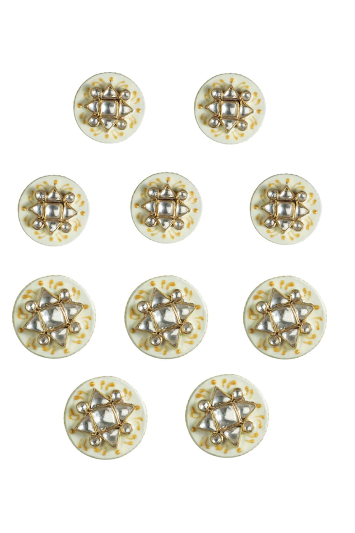 Riana Jewellery Floral Carved Kurta Buttons 10 Pcs Set
