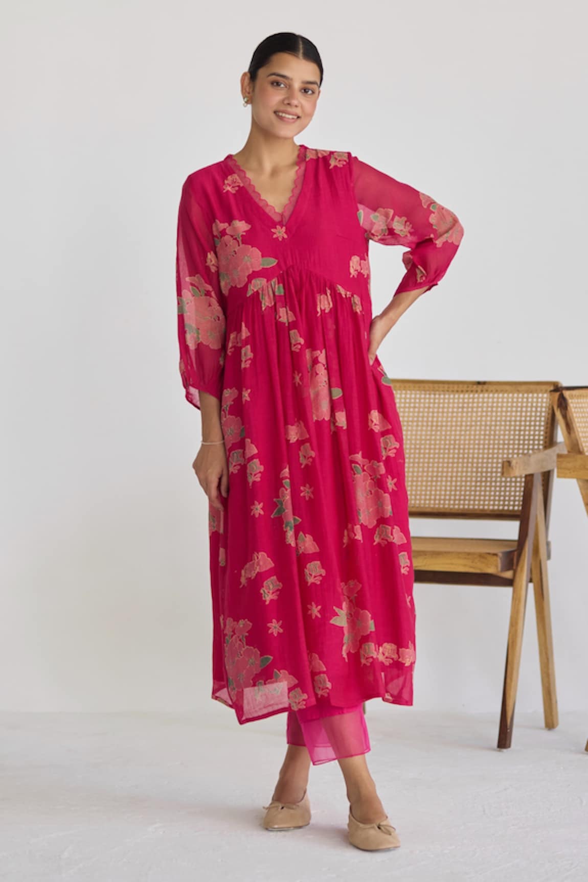 Juanita by Shubhda Bougainvillea Florence Print Kurta With Trouser