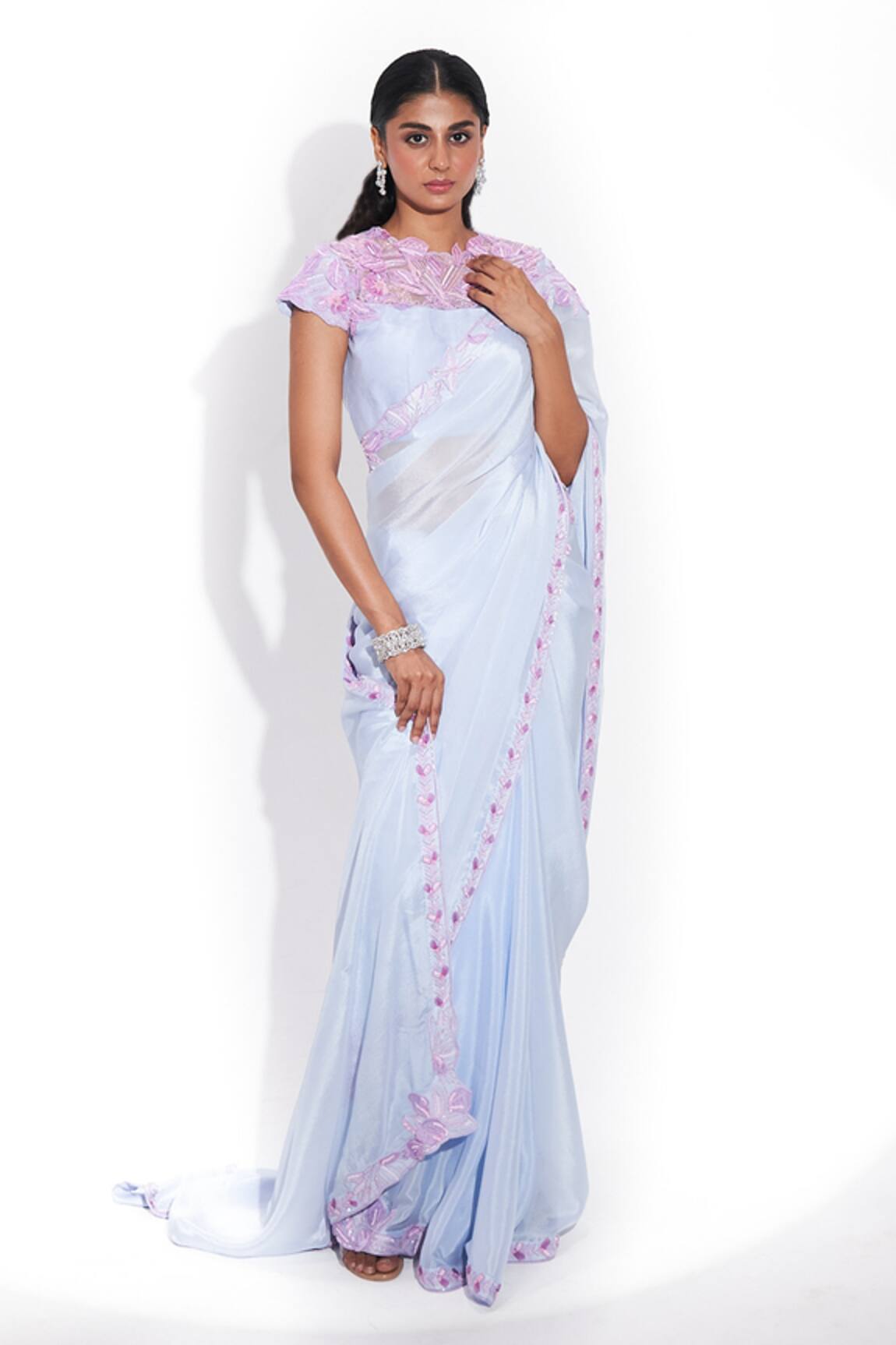 Issa Studio By Chetana & Swathi Bella 3D Bloom Border Saree Set