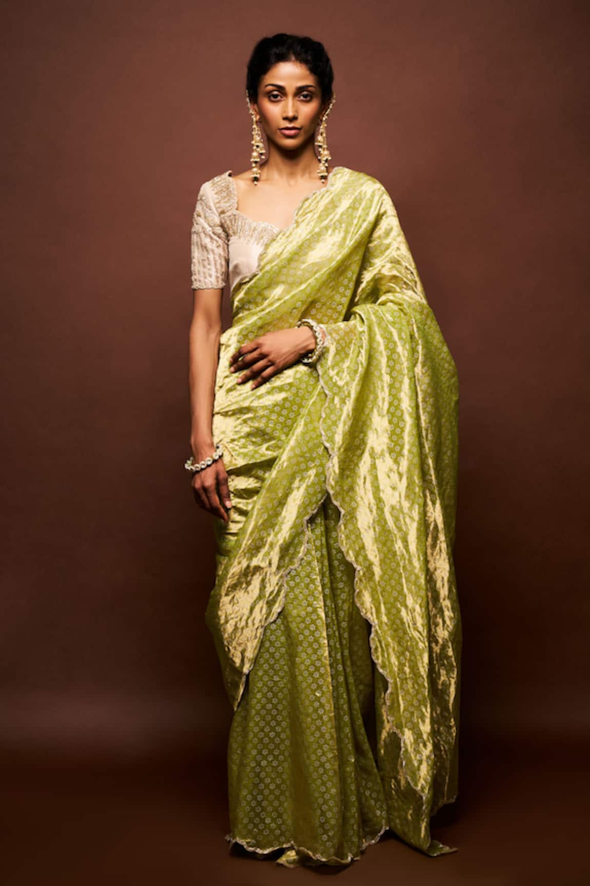 ISSA STUDIO BY CHETANA & SWATHI Ishara Floret Motif Tissue Saree Set