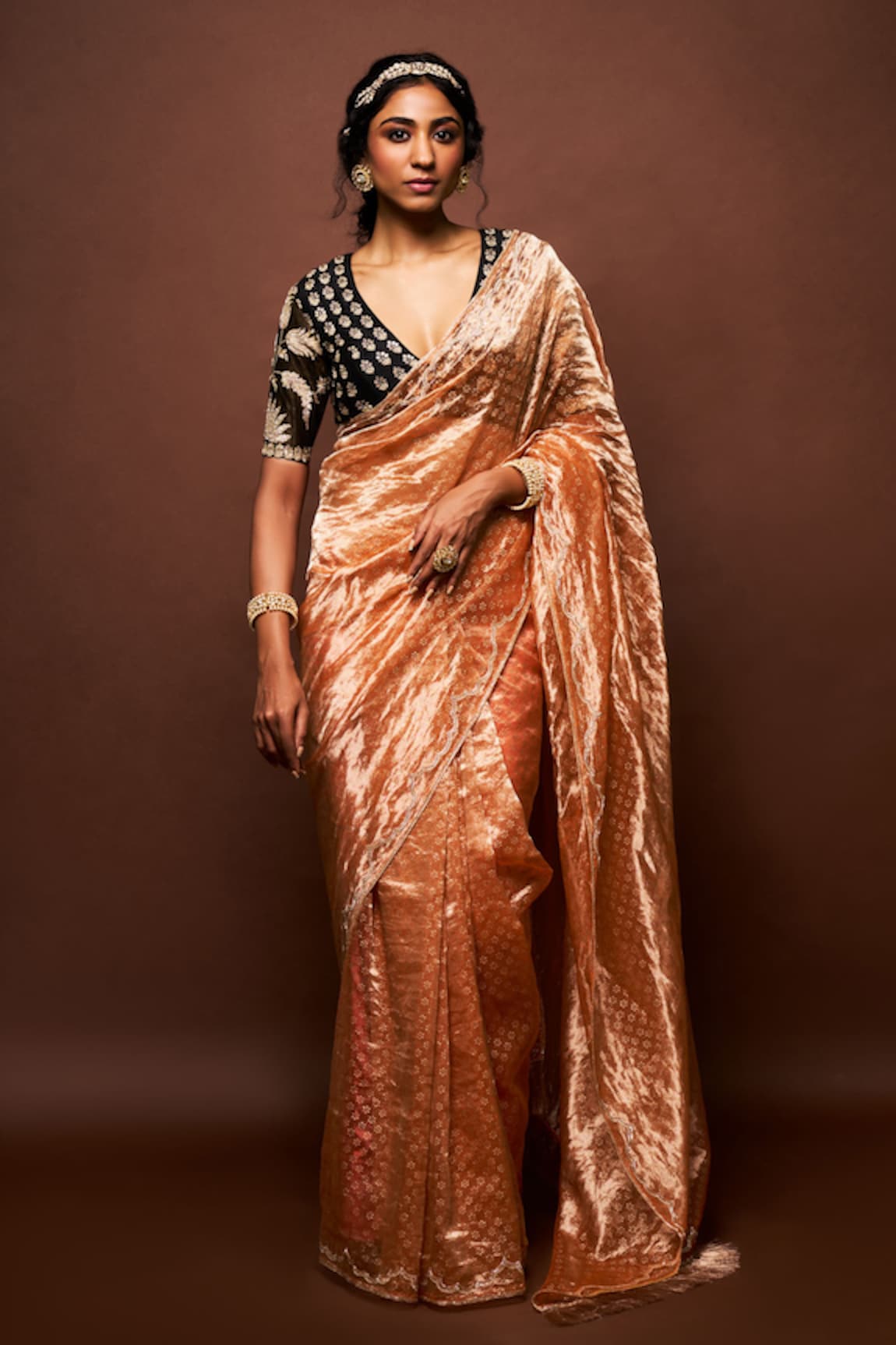 ISSA STUDIO BY CHETANA & SWATHI Ishara Floweret Motif Tissue Saree Set