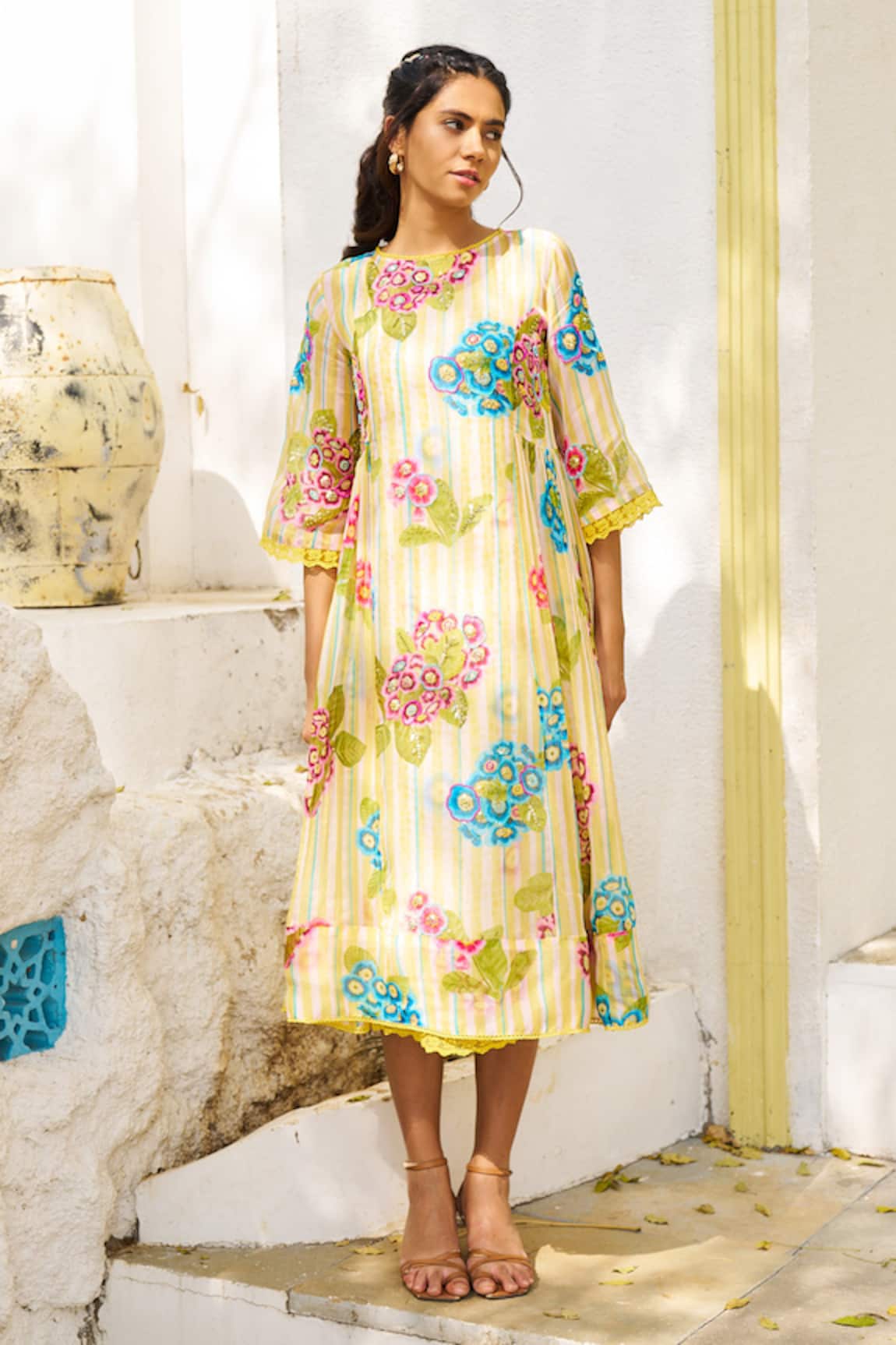 ISSA STUDIO BY CHETANA & SWATHI Riva Floral Pattern Midi Dress
