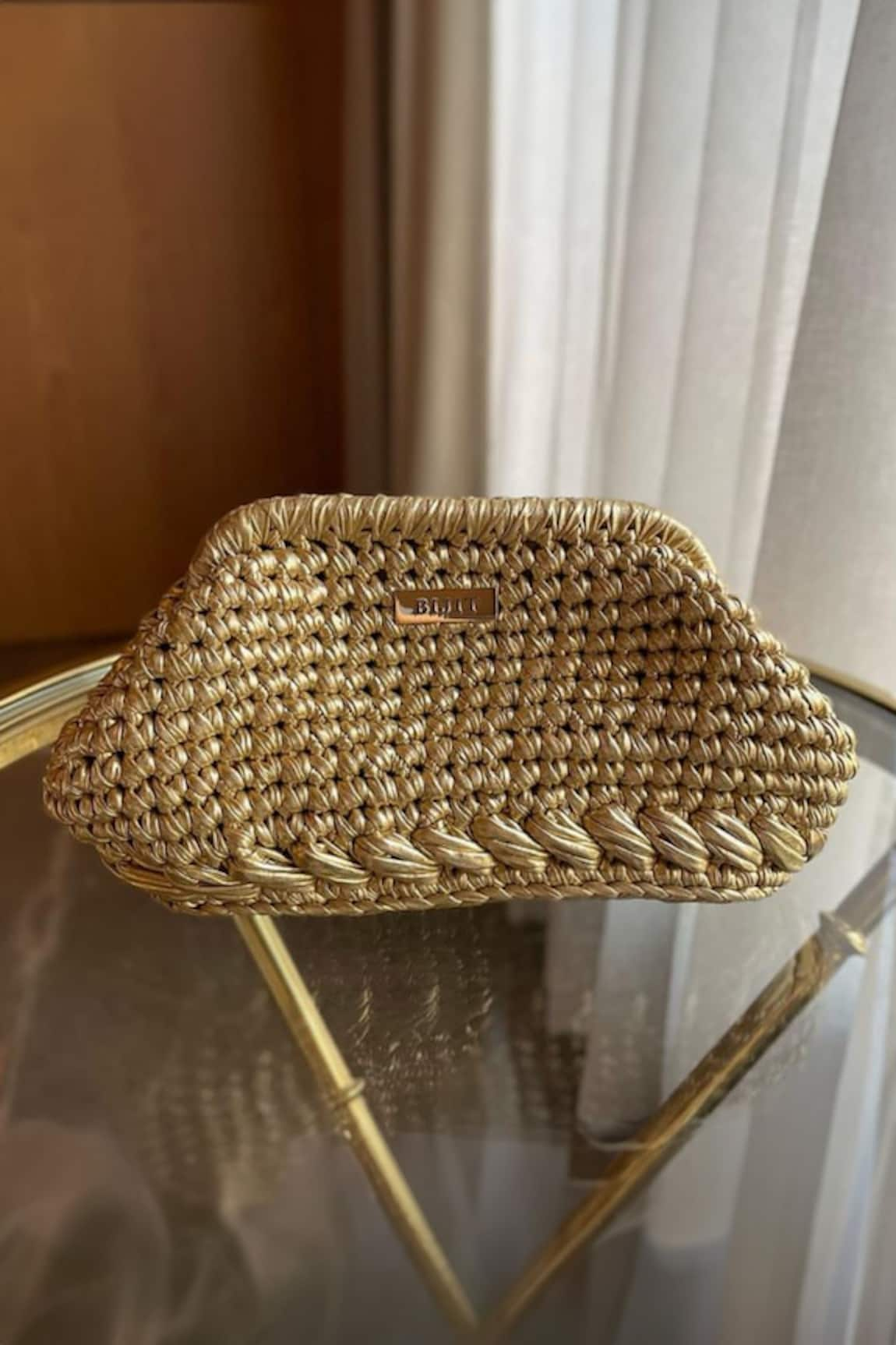 BIJIT Woven Metallic Puffed Clutch