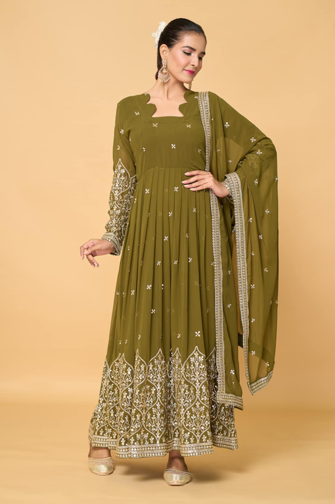 Adara Khan Persian Fleur Embroidered Anarkali With Dupatta