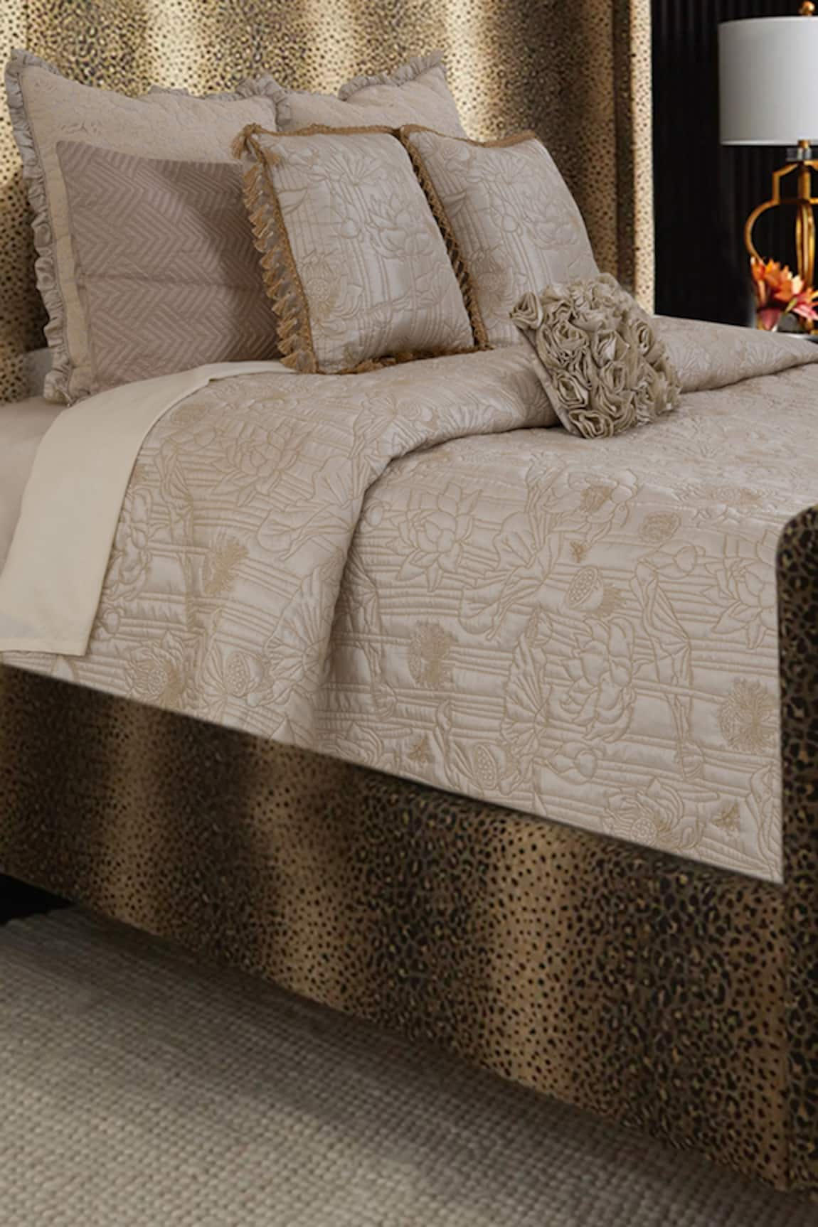 Diva Riche Water Lily Embroidered Bedding Set