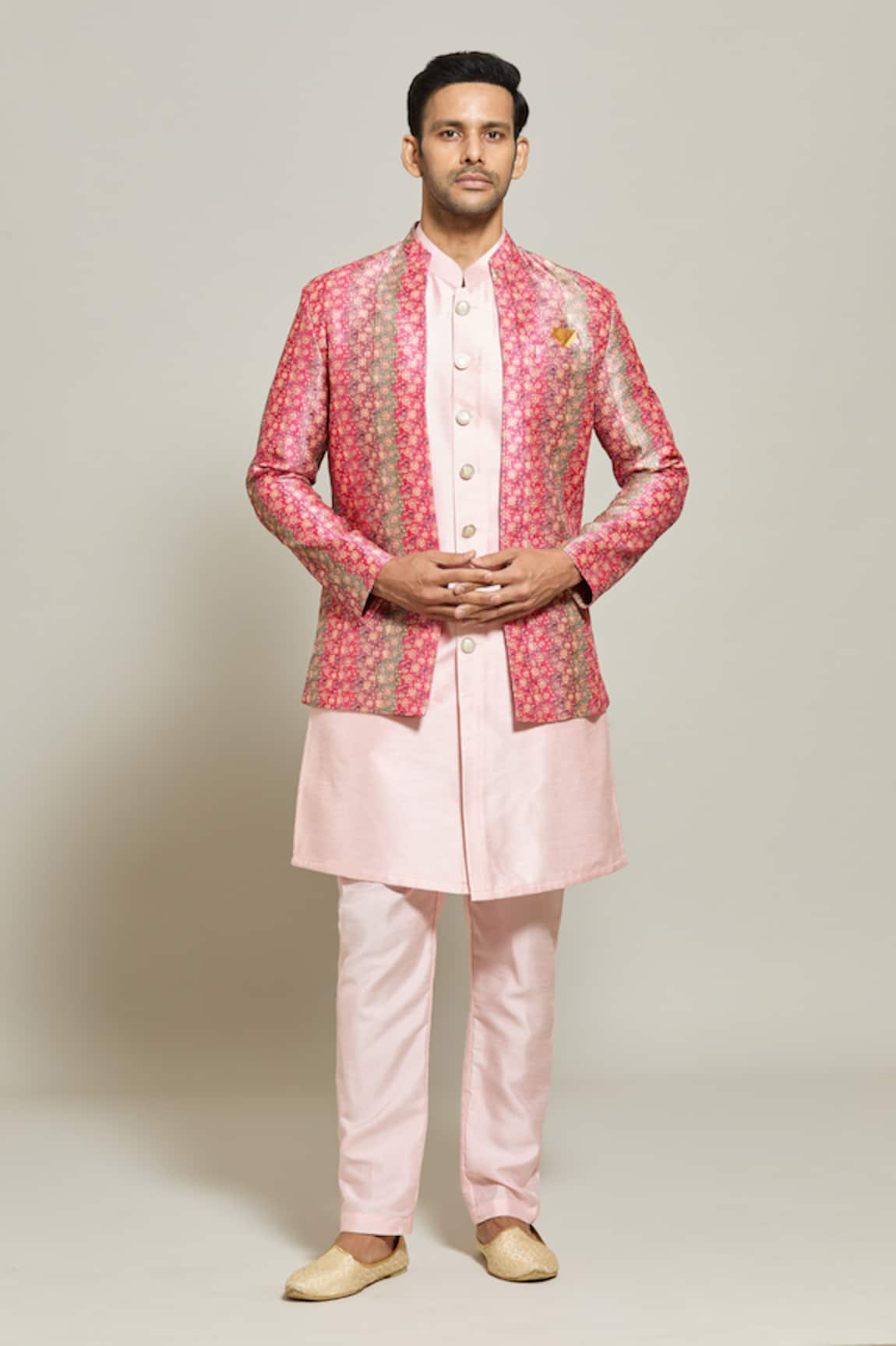 Aryavir Malhotra Floral Pattern Embroidered Jacket Pant Set