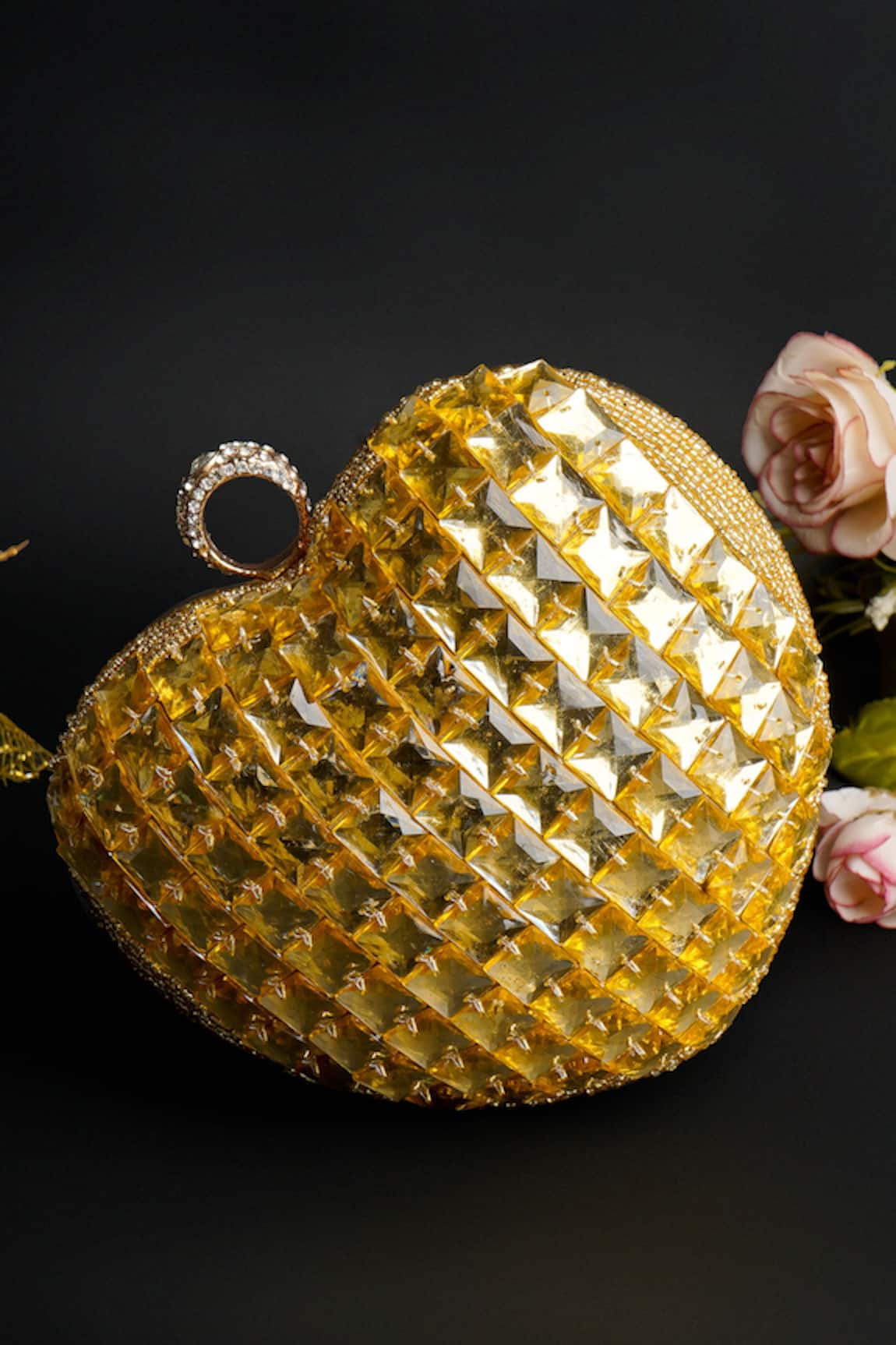 A Clutch Story Cupid Citrine Embellished Clutch