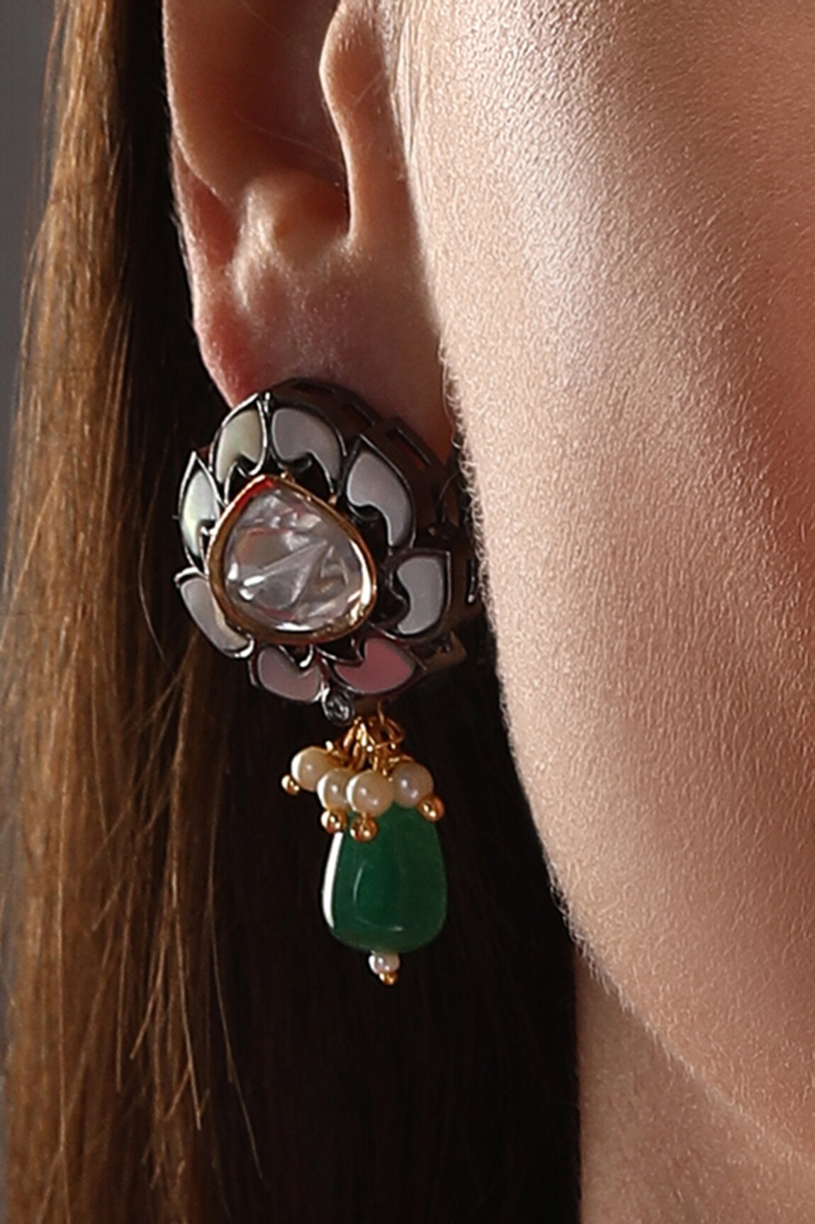 Hrisha Jewels Floral Carved Earrings