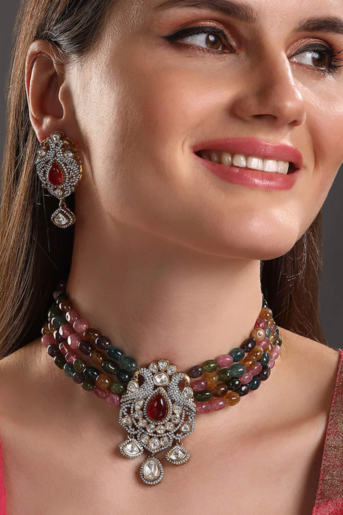 Hrisha Jewels Kundan & Polki Embellished Necklace Set