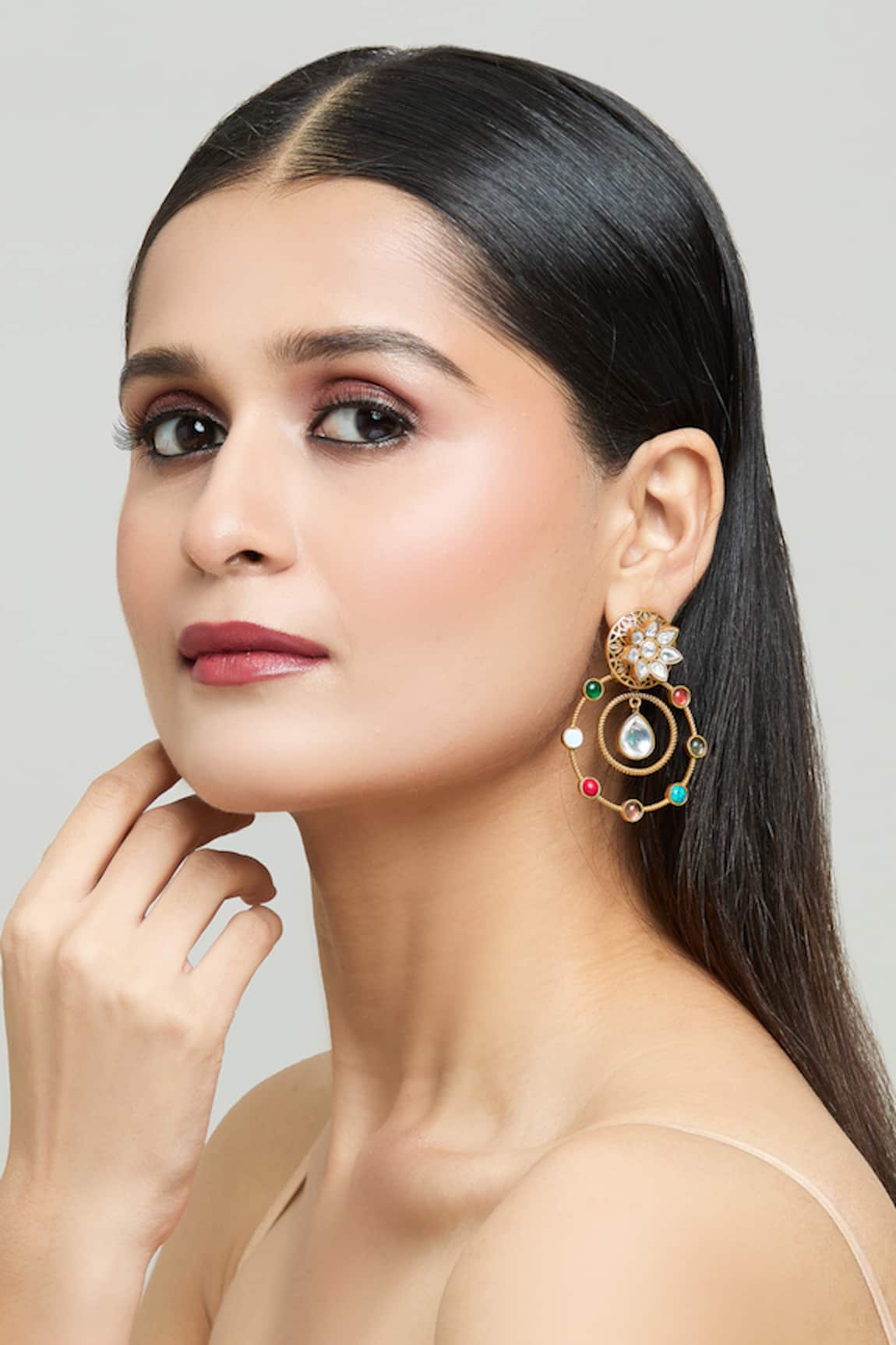 Samyukta Singhania Circular Ornamented Embellished Earrings 