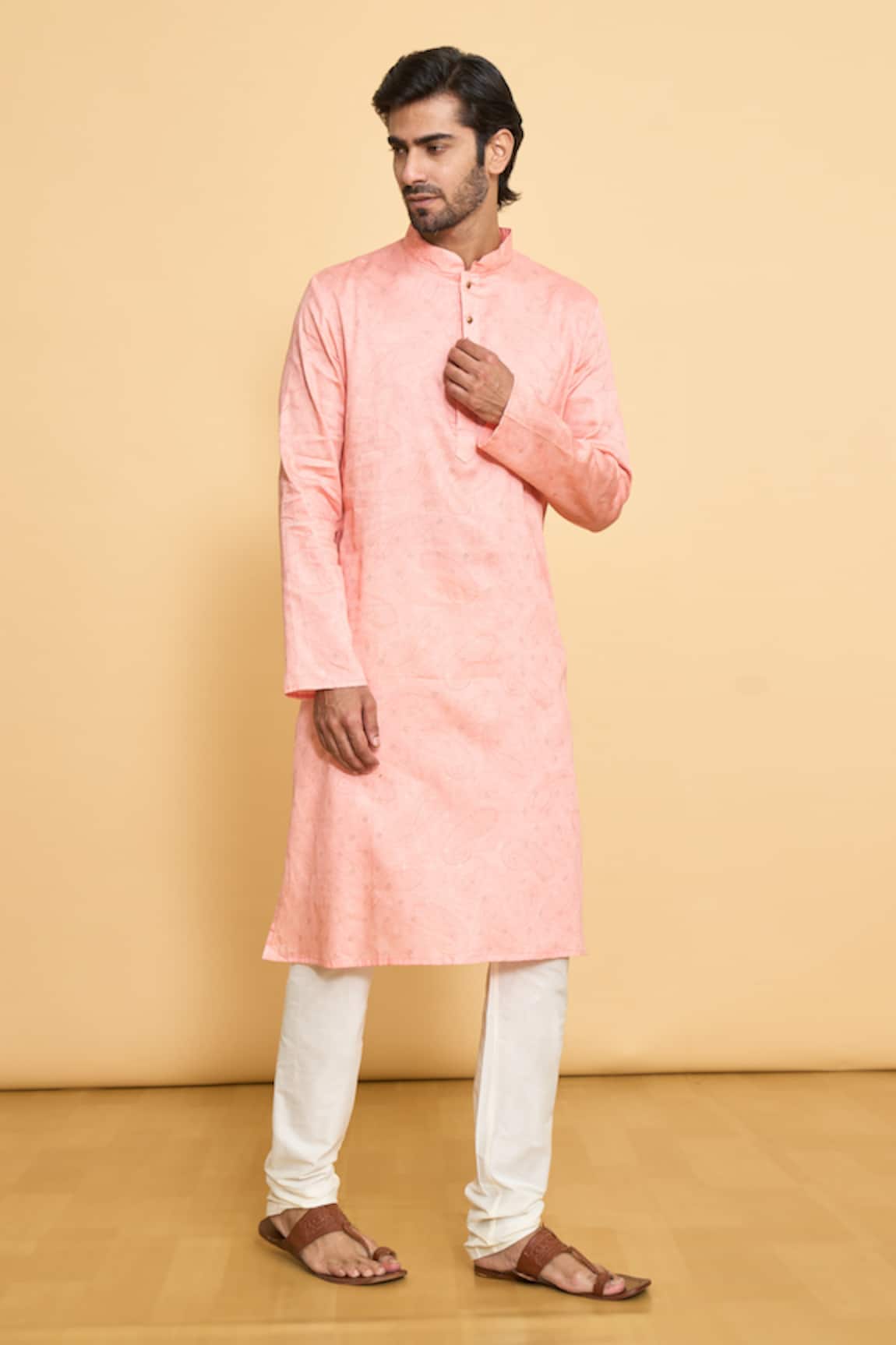 Arihant Rai Sinha Geometric Woven Pattern Kurta & Churidar Set 