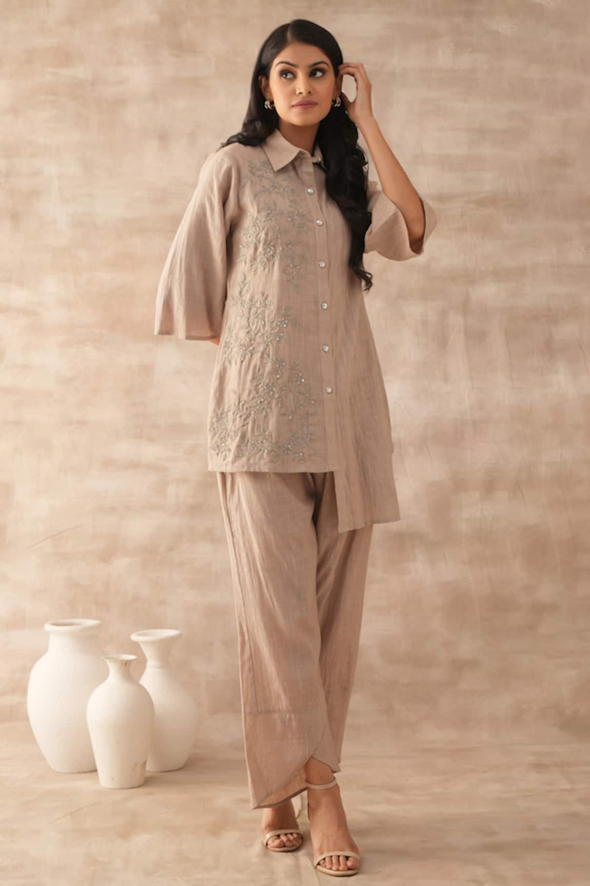 VARUN CHHABRA Embroidered Short Tunic & Pant Set