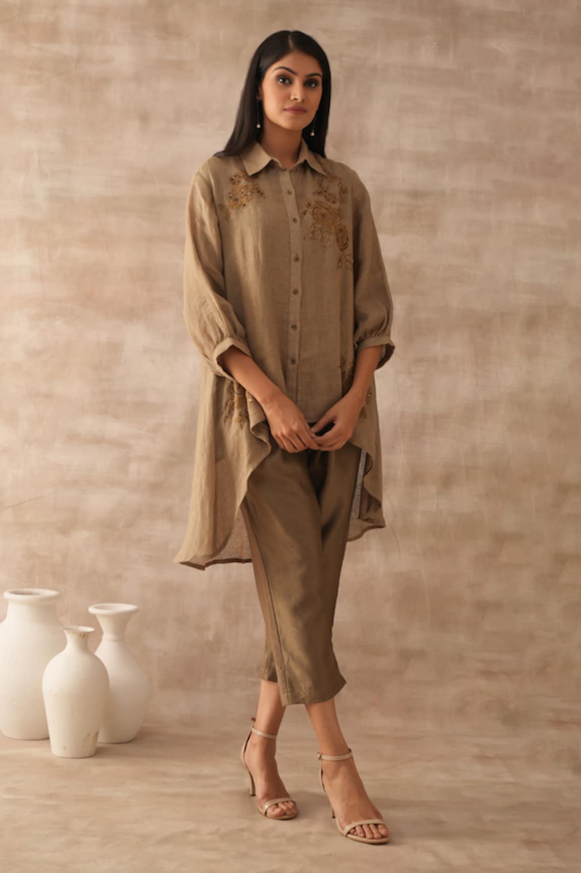 VARUN CHHABRA Asymmetric Embroidered Tunic & Pant Set