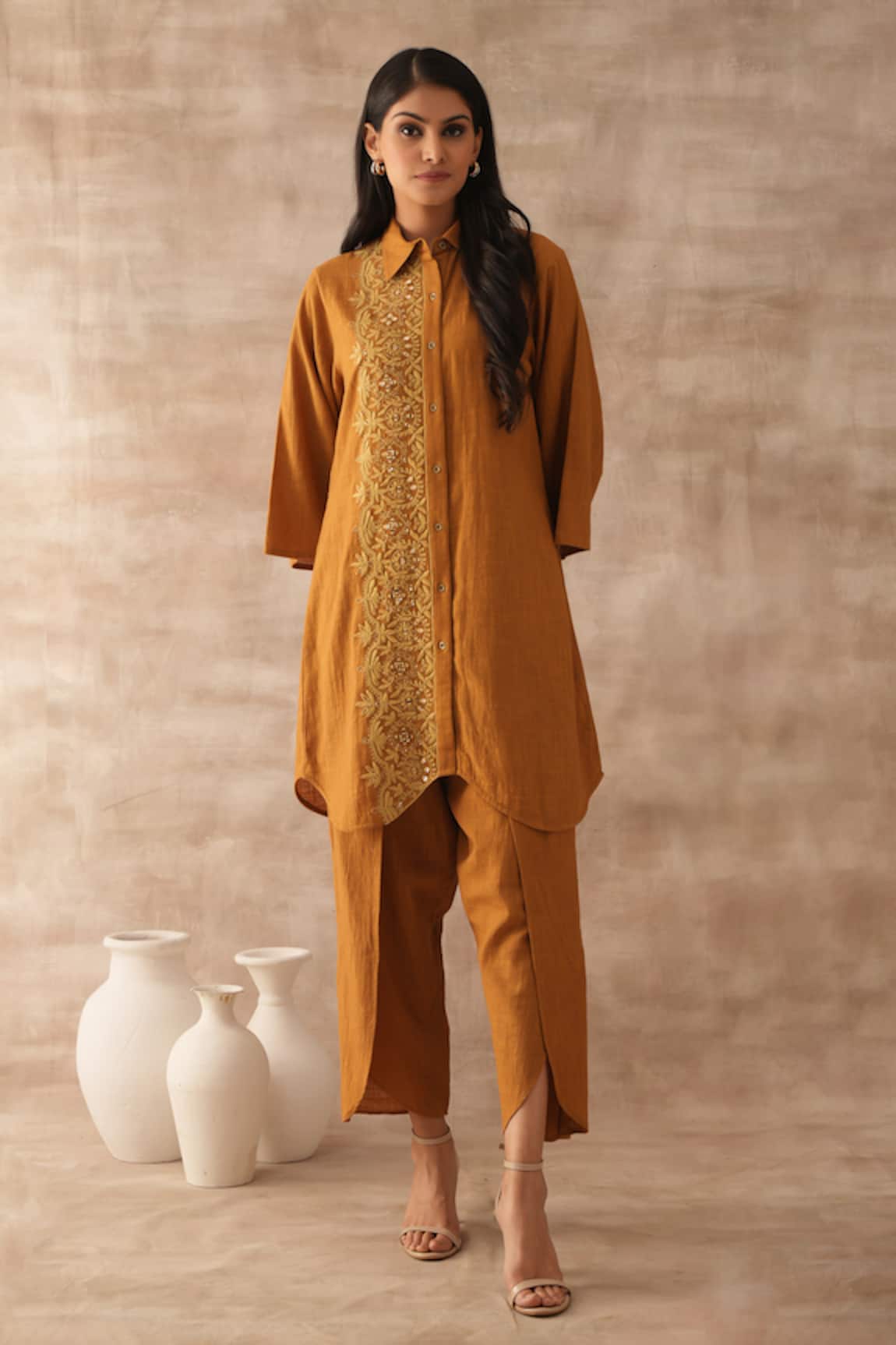 VARUN CHHABRA Floral Dori Embroidered Tunic & Pant Set