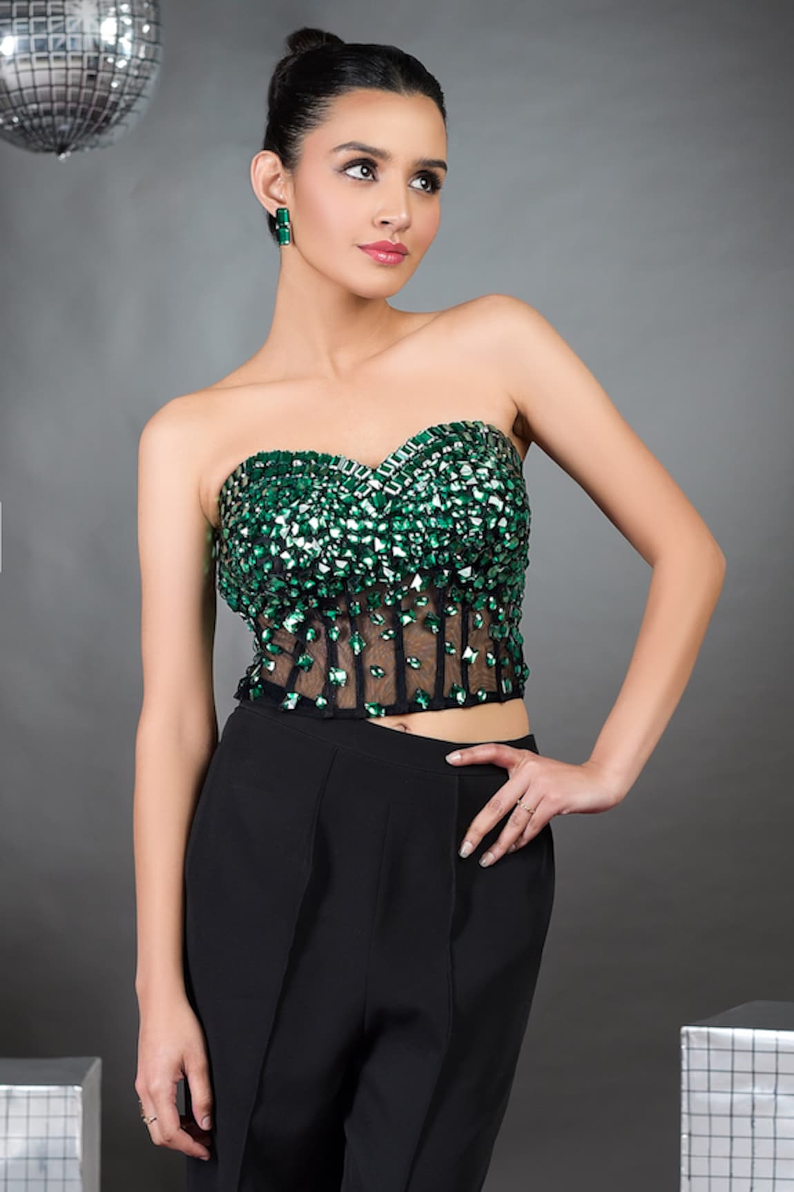 Talking Threads Emerald Rhinestone Embellished Corset