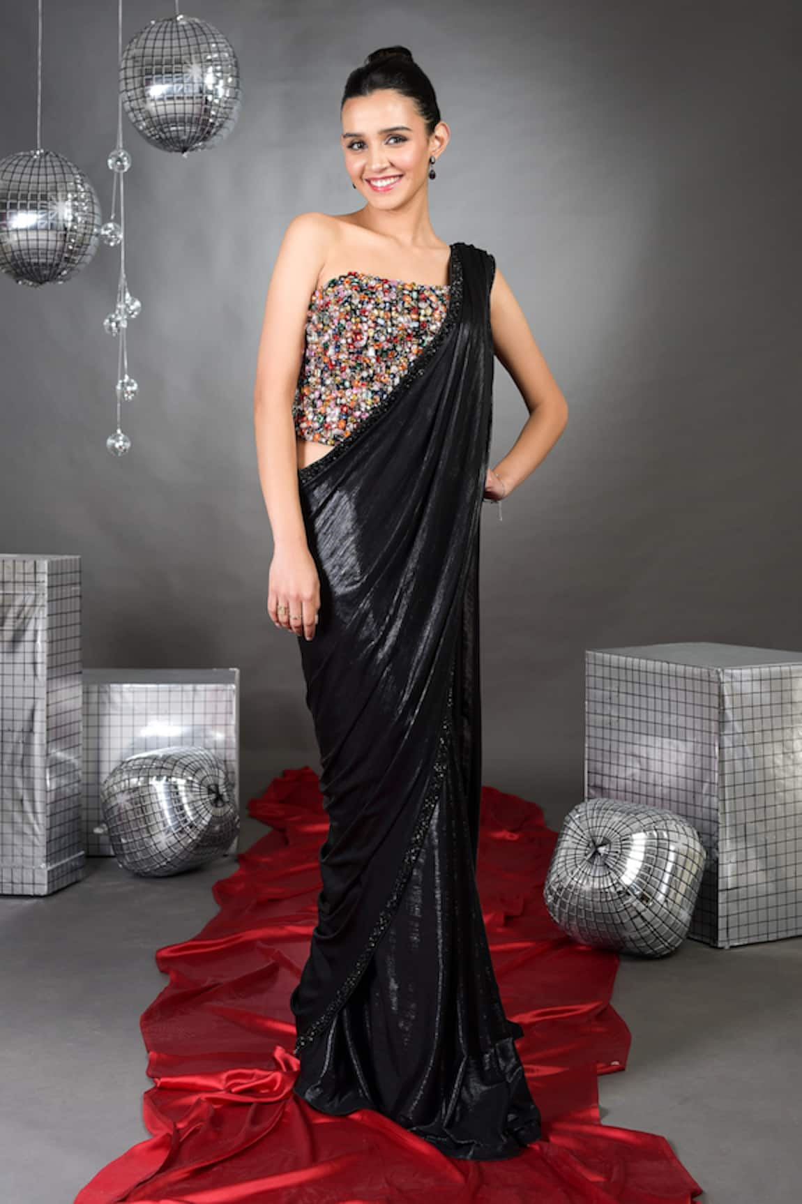 Talking Threads Gemma Cutdana Border Embellished Saree With Crystal Corset