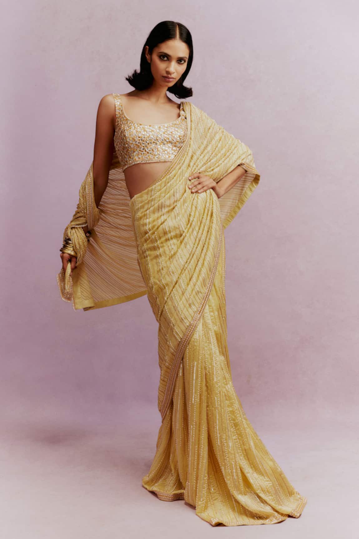 ANUSHKA KHANNA Hand Embellished Saree With Blouse