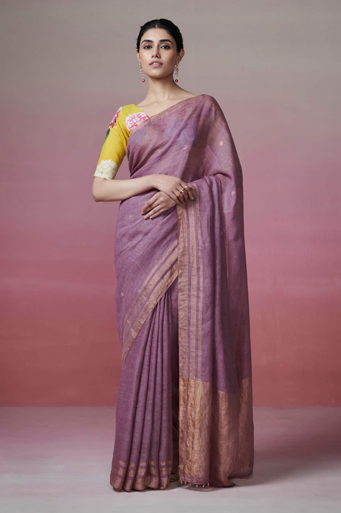 Dressfolk Old School Romance Zari Border Handloom Linen Saree