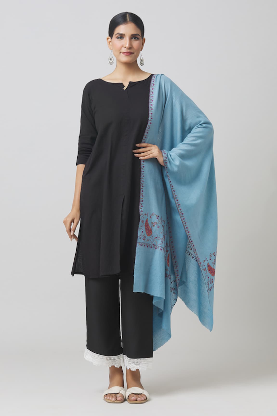 Toosh Kashmir Sozni Embroidered Palladar Pashmina Shawl