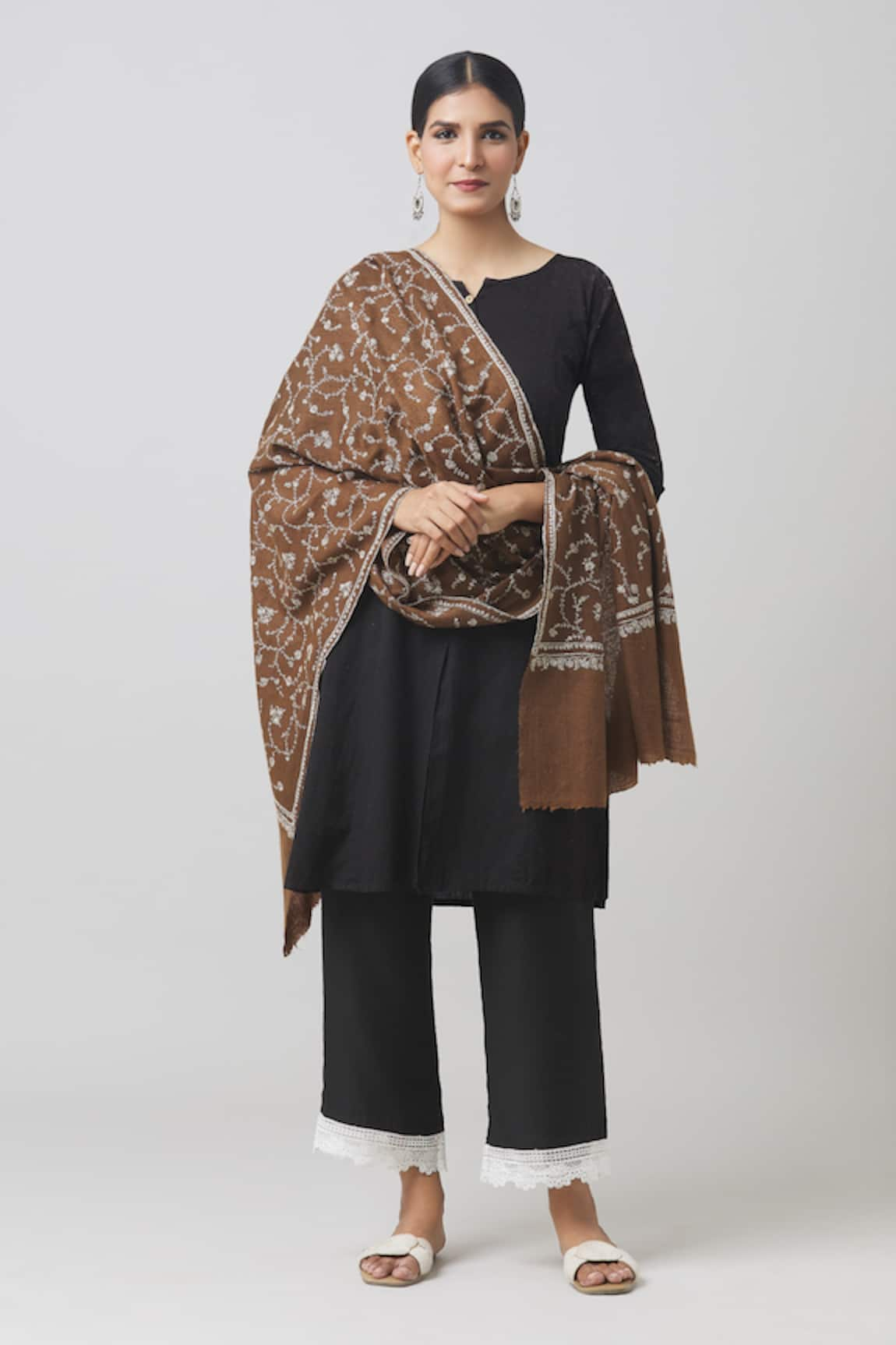 Toosh Kashmir Sozni Jaal Embroidered Shawl